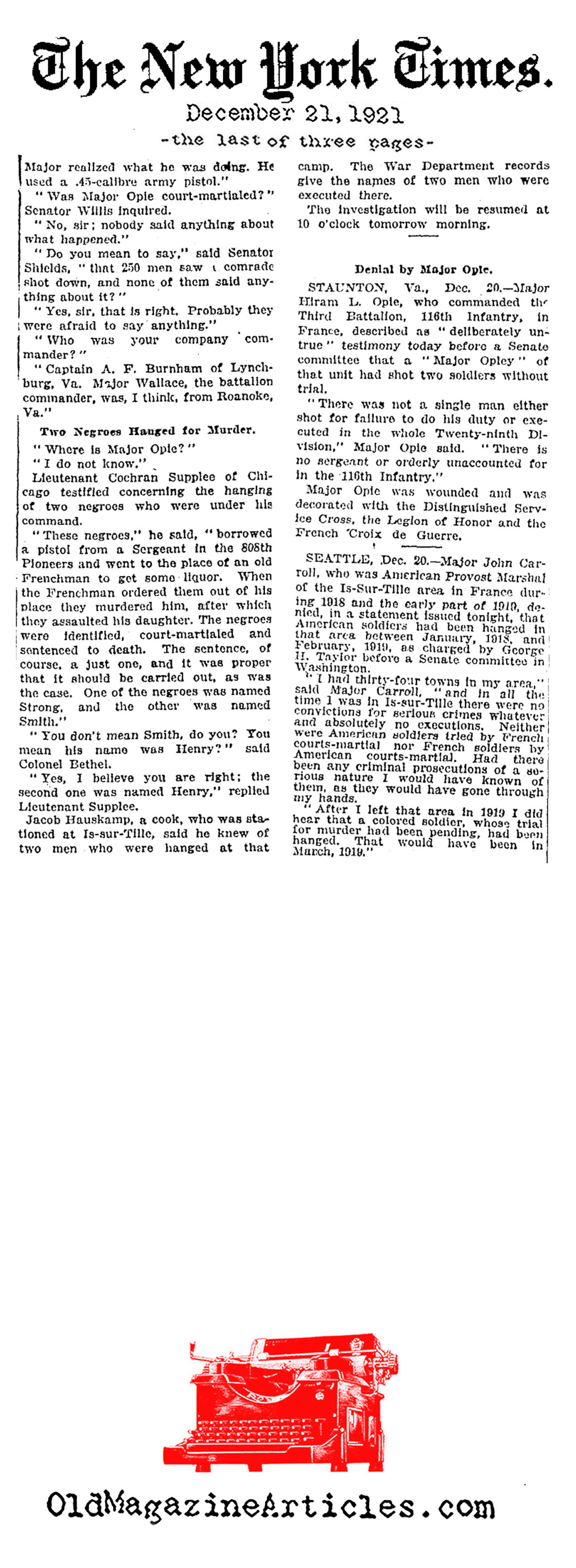 American Lynchings on French Soil (NY Times, 1921)